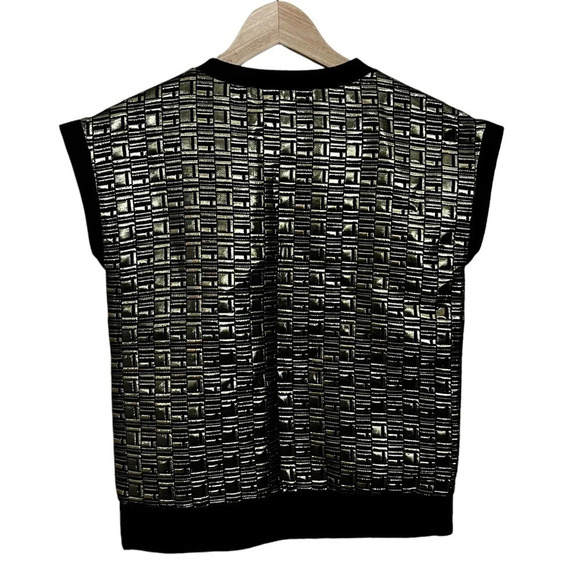 Saturday Kate Spade • Baroque Gold & Black Cap Sleeve Sweatshirt Top - Picture 3 of 7